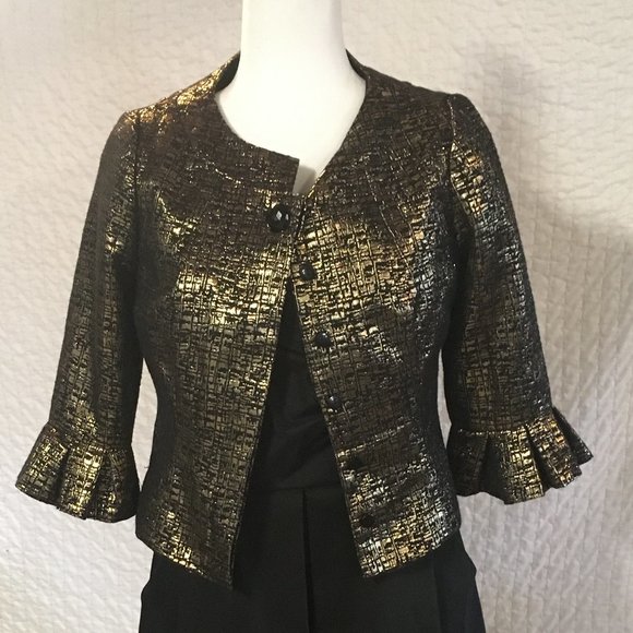 Victor Costa Gold and Black Evening Jacket - Picture 1 of 6